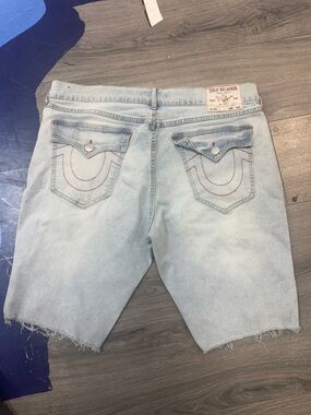 True Religion Light Wash Denim Cutoff Shorts - Pale Blue